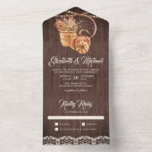 Rustieke Houten Kant Boho Pompoen Herfst Bruiloft All In One Uitnodiging (Binnen)