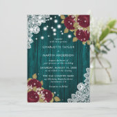 Rustieke houten kant Bourgondië en Blauwgroen bloe Kaart (Staand voorkant)