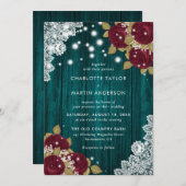 Rustieke houten kant Bourgondië en Blauwgroen bloe Kaart (Voorkant / Achterkant)