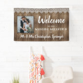 Rustieke Houten Kant Bruiloft Receptie Foto Spandoek (Insitu)