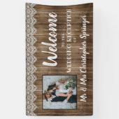 Rustieke Houten Kant Bruiloft Receptie Foto Spandoek (Verticaal)