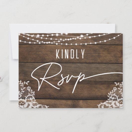 Rustieke Houten Kant Bruiloft RSVP Save The Date (Voorkant)