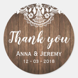 Rustieke Houten Kant Bruiloft Sticker