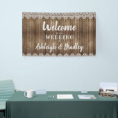 Rustieke Houten Kant Bruiloft Welkom Spandoek (Beurs)