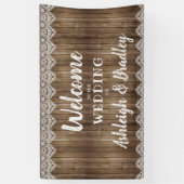Rustieke Houten Kant Bruiloft Welkom Spandoek (Verticaal)