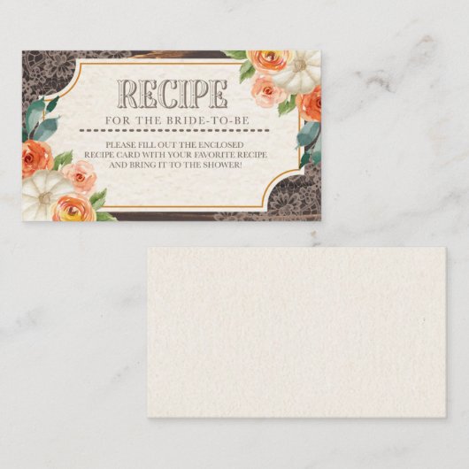 Rustieke Houten Kant Herfst Recept behuizing Kaart (Voorkant / Achterkant)