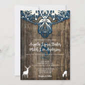 Rustieke Houten Kant Herten Bruiloft Uitnodiging (Voorkant)