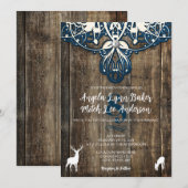Rustieke Houten Kant Herten Bruiloft Uitnodiging (Voorkant / Achterkant)