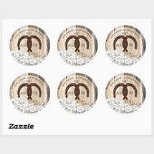 Rustieke Houten Kant Hoefijzer Land Bruiloft Ronde Sticker (Vel)