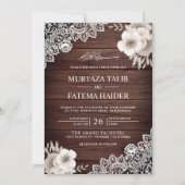 Rustieke Houten Kant Ivoor Bloemen Islamitische Br Kaart (Voorkant)