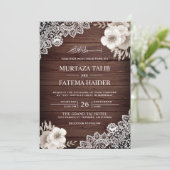 Rustieke Houten Kant Ivoor Bloemen Islamitische Br Kaart (Staand voorkant)