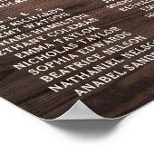 Rustieke houten kant lichten trouw zitplaatskaart poster (Hoek)
