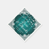 Rustieke Houten Kant Liefde en Bedankt Blauwgroen  Servet (Hoek)