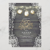 Rustieke Houten Kant Mason Jar Lights Baby shower Kaart (Voorkant / Achterkant)