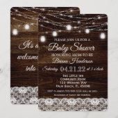 Rustieke Houten Kant Mason Jar Lights Baby shower Kaart (Voorkant / Achterkant)