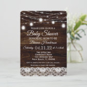 Rustieke Houten Kant Mason Jar Lights Baby shower Kaart (Staand voorkant)