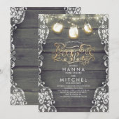 Rustieke Houten Kant Mason Jar Lights Engagement P Kaart (Voorkant / Achterkant)