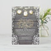 Rustieke Houten Kant Mason Jar Lights Graduation P Kaart (Staand voorkant)