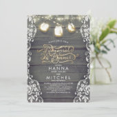 Rustieke houten kant Mason Jar Lights repetitie di Kaart (Staand voorkant)