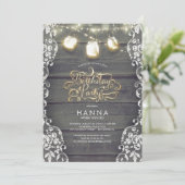 Rustieke Houten Kant Mason Jar Lights Verjaardagsf Kaart (Staand voorkant)