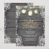 Rustieke Houten Kant Mason Jar Lights Verjaardagsf Kaart (Voorkant / Achterkant)