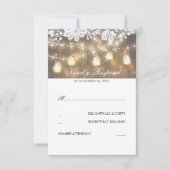 Rustieke Houten Kant Mason Jar Lights Wedding RSVP Kaartje (Voorkant)