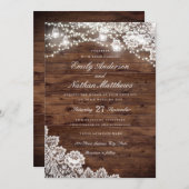 Rustieke Houten Kant Mason Jar String Lights Weddi Kaart (Voorkant / Achterkant)