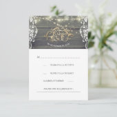 Rustieke Houten Kant String Lights Huwelijk RSVP K (Staand voorkant)