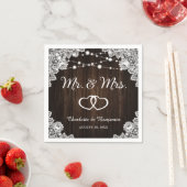 Rustieke Houten Kant String Lights Mr en Mrs Weddi Servet (Insitu)