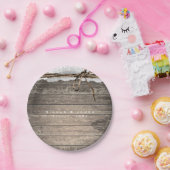 Rustieke Houten Kant Twine Romantische Bruiloft Re Papieren Bordje (Feest)