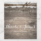 Rustieke Houten Kant Twine Schuur Bruiloft Aangepa Wijn Etiket (Enkel label)