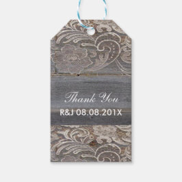 rustieke houten kant western land bruiloft gunst cadeaulabel