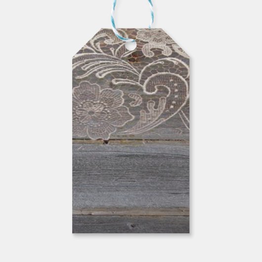 rustieke houten kant western land bruiloft gunst cadeaulabel (Achterkant)