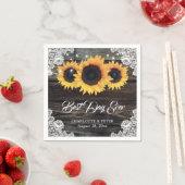 Rustieke Houten Kant Zonnebloem Bruiloft Papier Se Servet (Insitu)