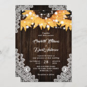 Rustieke Houten Kant Zonnebloem Bruiloft uitnodigi Kaart (Voorkant / Achterkant)