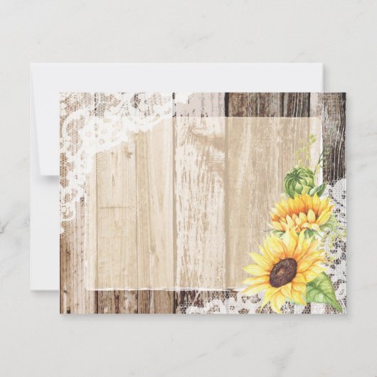 Rustieke Houten Kant Zonnebloem Hart Etsen Dank u Bedankkaart (Achterkant)