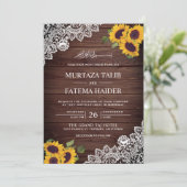  rustieke houten kant zonnebloem islamitische brui kaart (Staand voorkant)