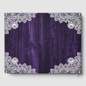 Rustieke Houten Kant Zonnebloem Paarse Bruiloft Gastenboek (Achterkant)