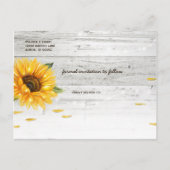 Rustieke  Houten Kant Zonnebloem Save the Date Briefkaart (Achterkant)