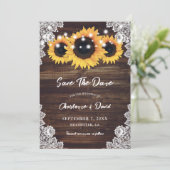 Rustieke Houten Kant Zonnebloem Save The Date Kaar (Staand voorkant)