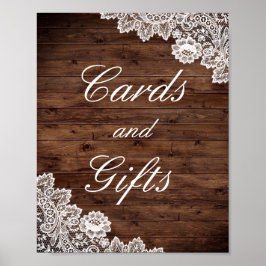 Rustieke Houten Kantkaarten en Cadeaus Huwelijkspo Poster