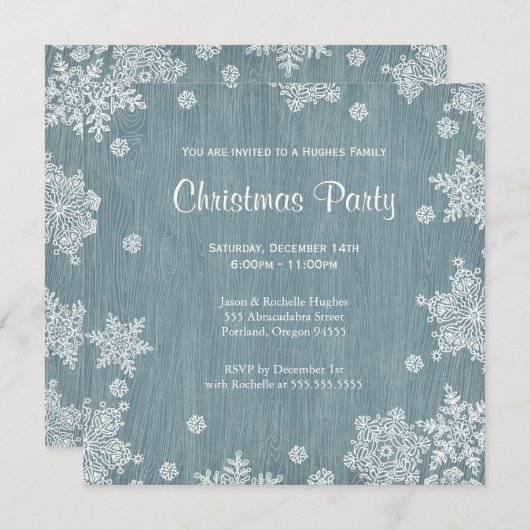 Rustieke houten kerst uitnodiging (Voorkant / Achterkant)