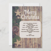 Rustieke houten kerstgrenen feestdagenkaart (Voorkant)