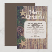 Rustieke houten kerstgrenen feestdagenkaart (Voorkant / Achterkant)