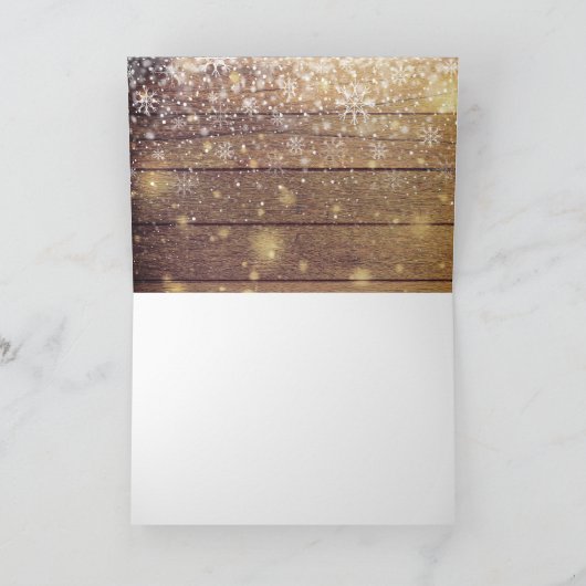 Rustieke Houten Kerstgroet Foto Landelijk Feestdagen Kaart (Binnen)