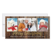 Rustieke houten kerstkaarten met goud 'Prettig Ker