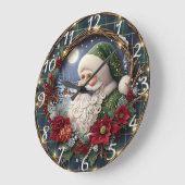 Rustieke Houten Kerstman Vrolijk Grote Klok (Hoek)