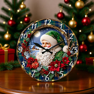 Rustieke Houten Kerstman Vrolijk Grote Klok