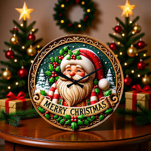 Rustieke Houten Kerstman Vrolijk Grote Klok