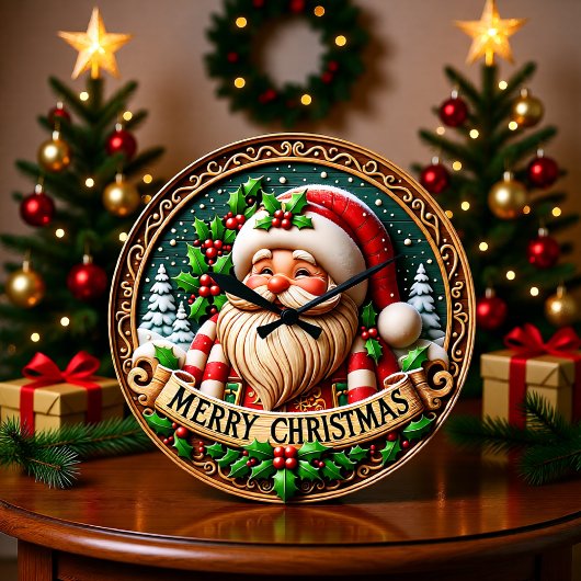 Rustieke Houten Kerstman Vrolijk Grote Klok